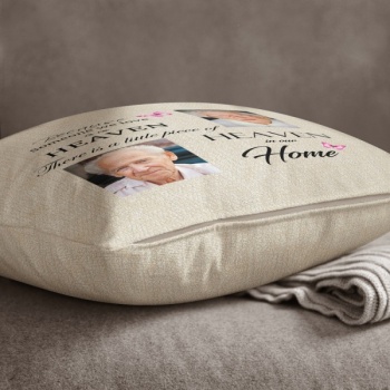 Personalised Cream Chenille Photo Cushion - Heaven in our Home 2 Photos